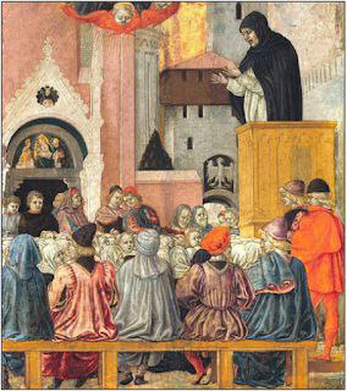 El cuadro del pintor italiano Agnolo degli Erri (1440–1482) titulado «Dominico predicando», nos ilustrra como podían desarrollarse las prédicas de Meister Eckhart en su época.