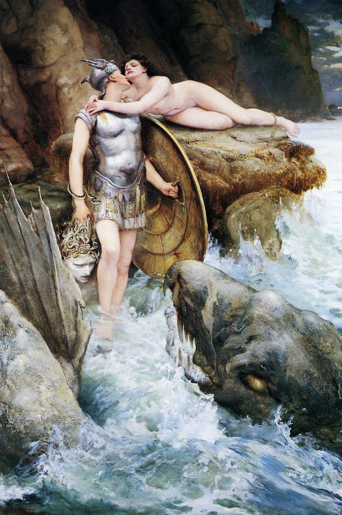 Perseo y Andrómeda, una obra del pintor británico Charles Napier Kennedy (1890).