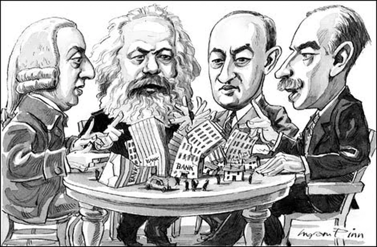 Adam Smith, Karl Marx, Joseph Schumpeter y John Keynes