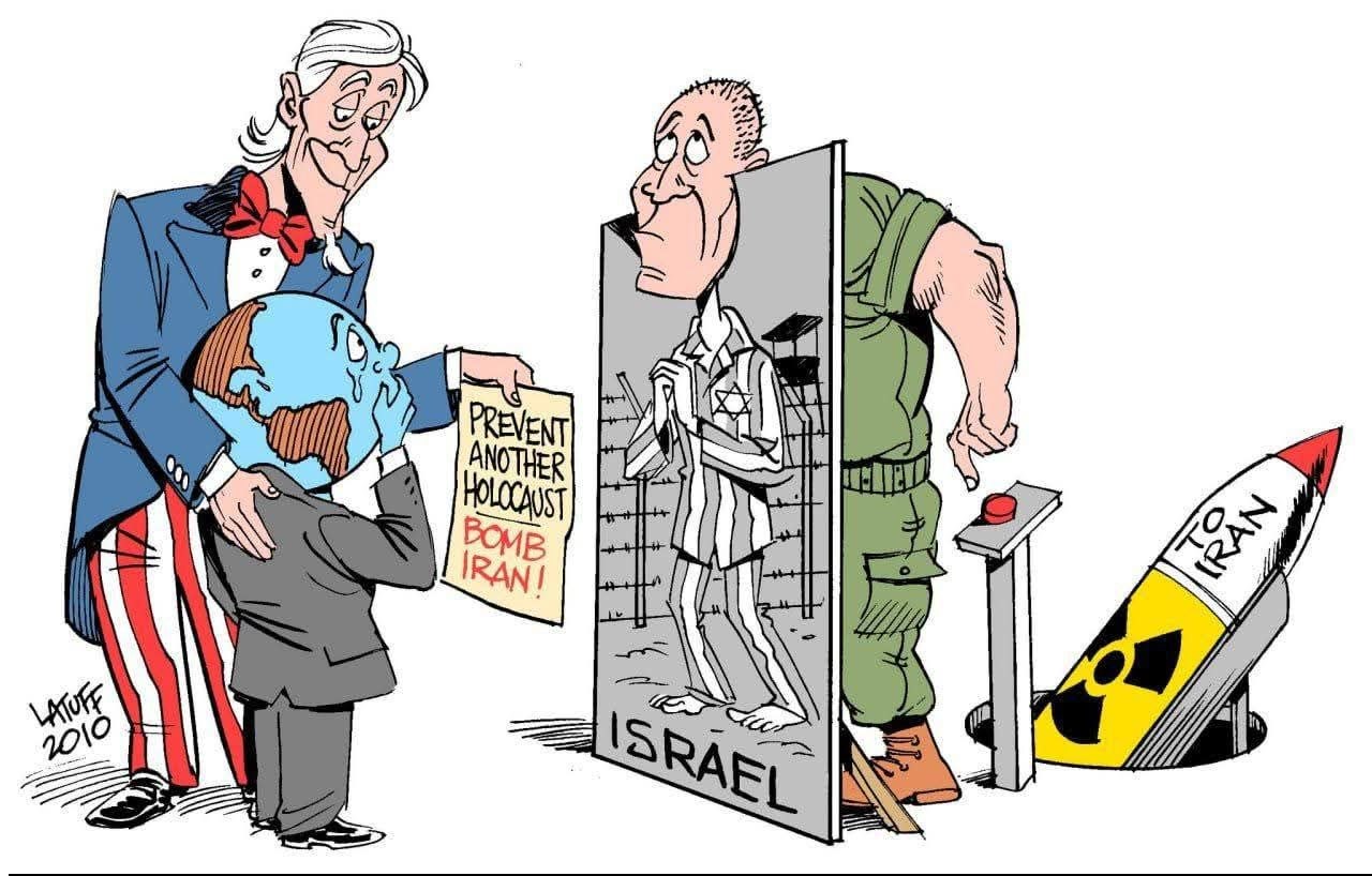 Caricatura que ilustra el modus operandi de Israel, no exenta de cinismo e hipocresía, desde su fundación en 1948.