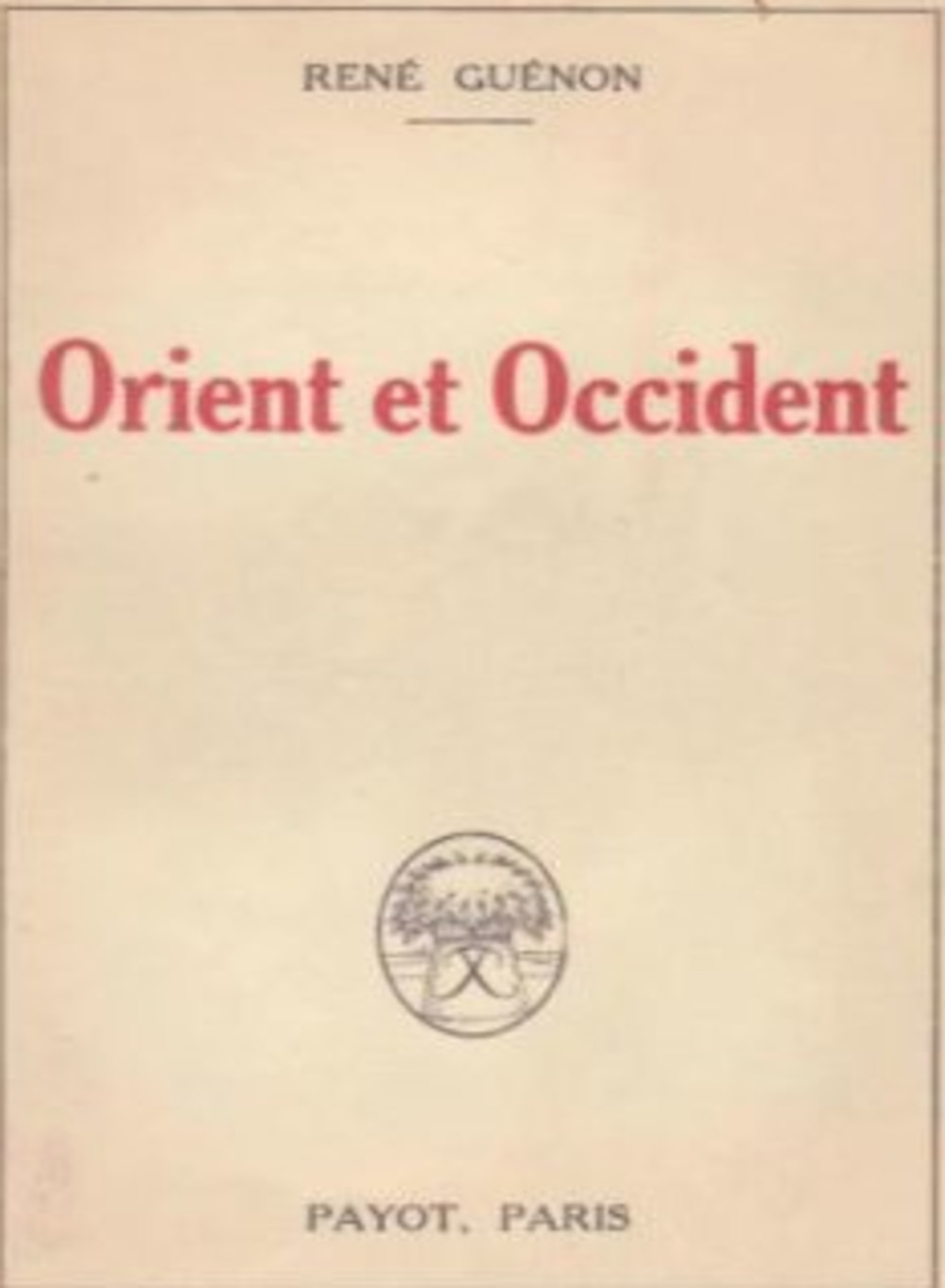 Portada de Orient et Occident, de René Guénon