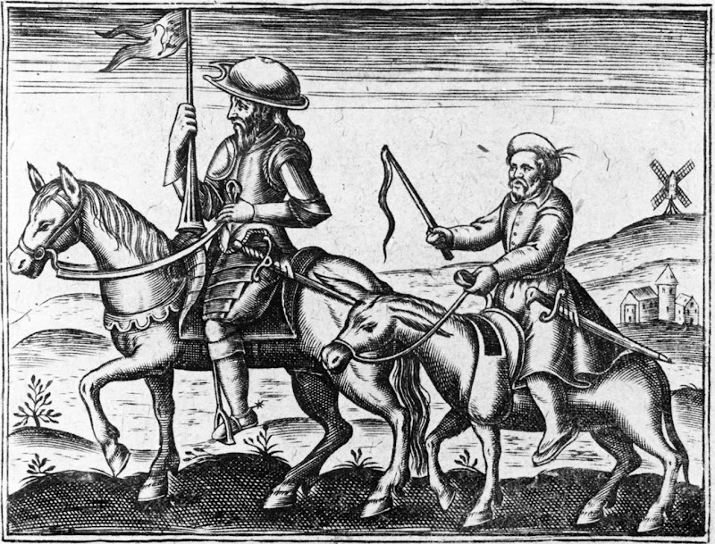 Antigua ilustración de «El Quijote».