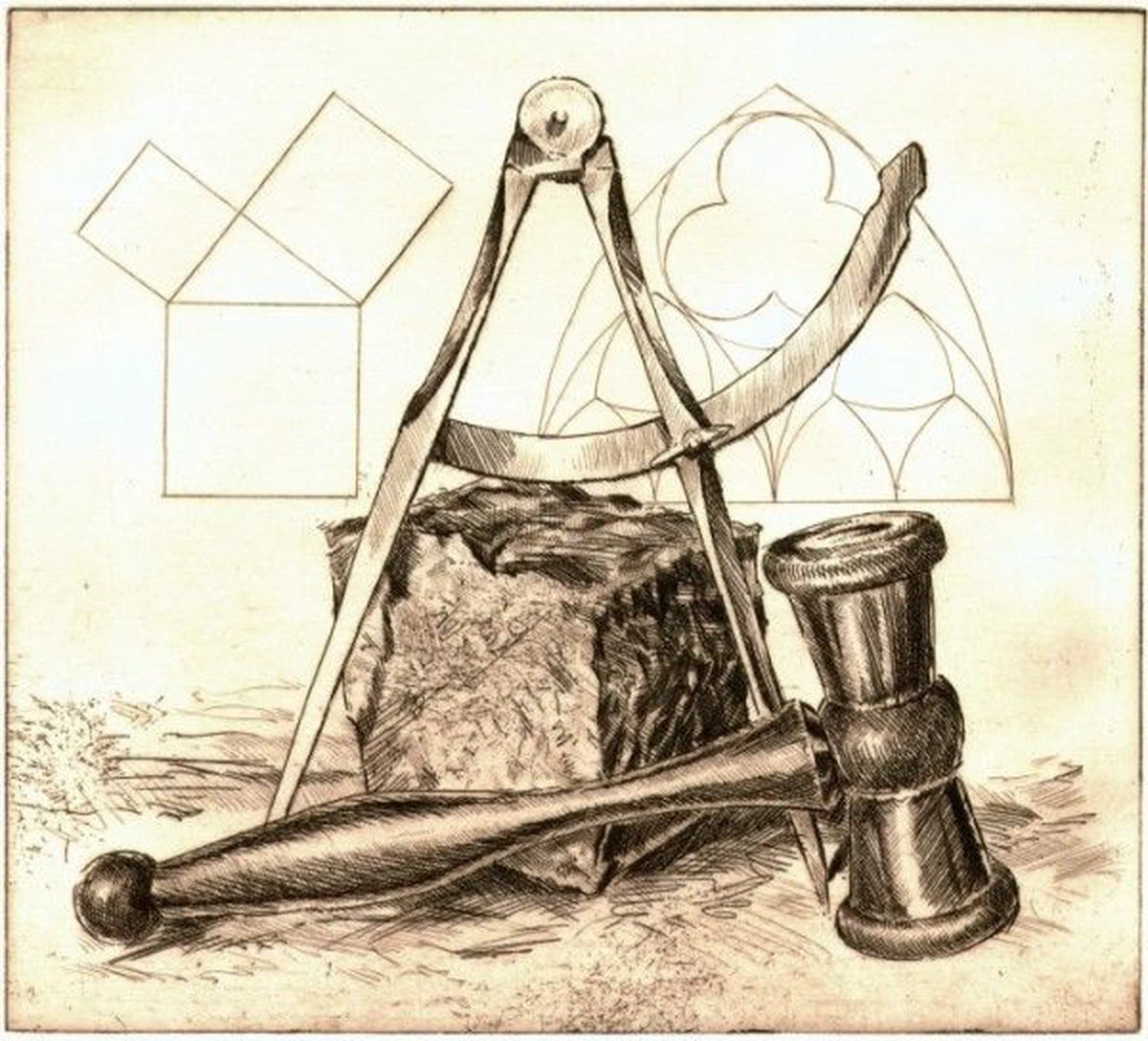 Antiguo simbolismo de la masonería operativa.